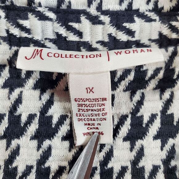 JM Collection Coat Women's 1X Black Houndstooth Print Front Button Blazer - Picture 2 of 6